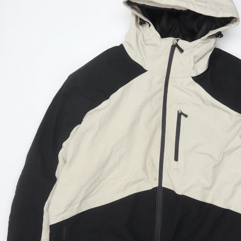 Crane Men’s Black Ivory XL Hooded Padded Ski Jacket Full Zip