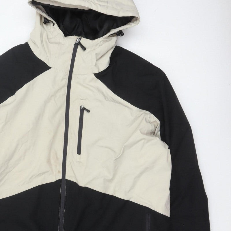Crane Men’s Black Ivory XL Hooded Padded Ski Jacket Full Zip