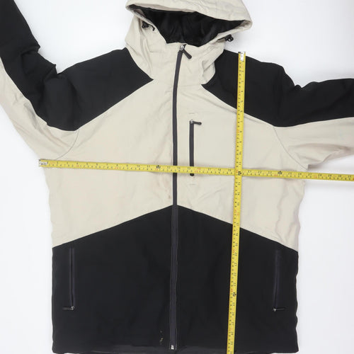 Crane Men’s Black Ivory XL Hooded Padded Ski Jacket Full Zip