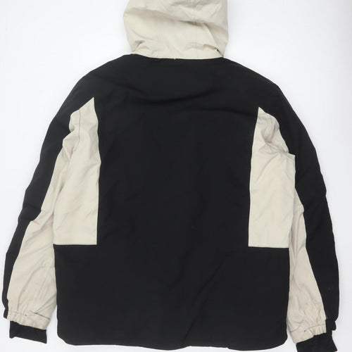 Crane Men’s Black Ivory XL Hooded Padded Ski Jacket Full Zip
