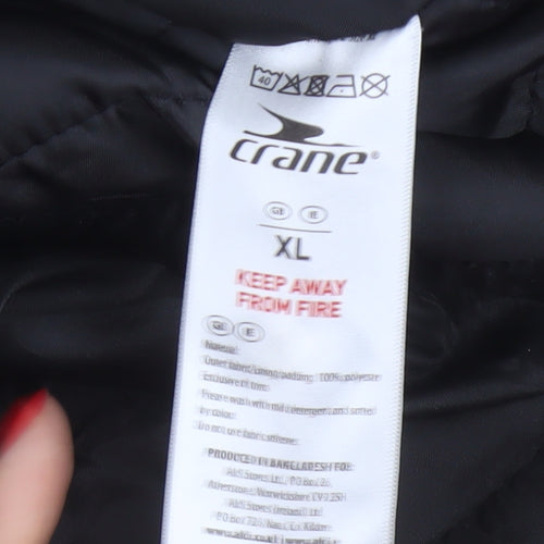 Crane Men’s Black Ivory XL Hooded Padded Ski Jacket Full Zip