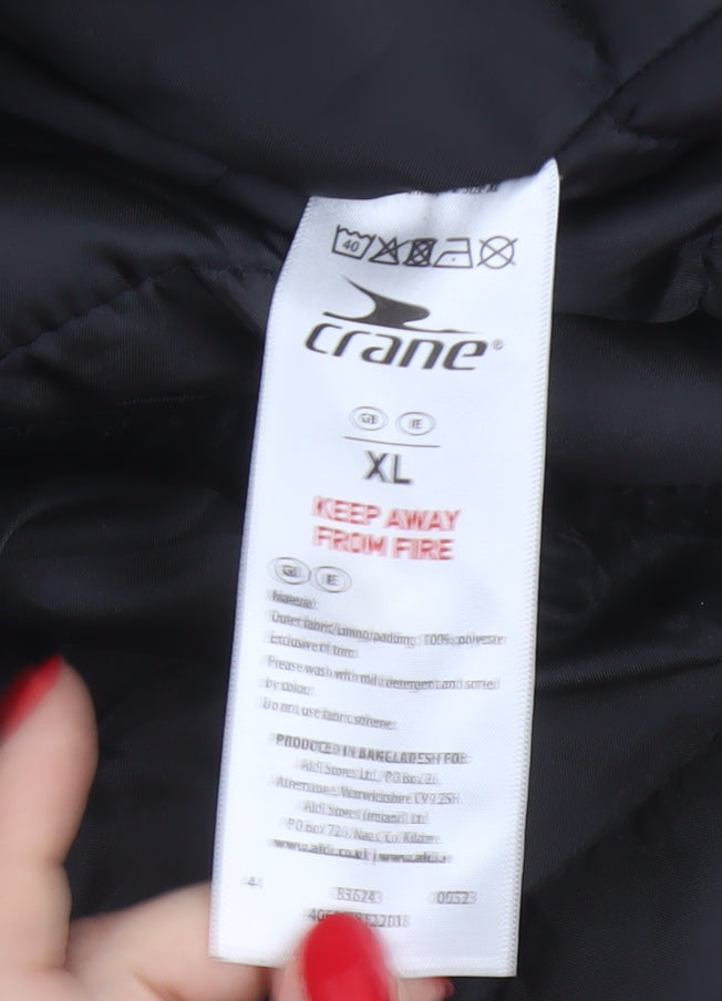Crane Men’s Black Ivory XL Hooded Padded Ski Jacket Full Zip