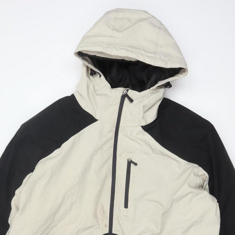 Crane Men’s Black Ivory XL Hooded Padded Ski Jacket Full Zip