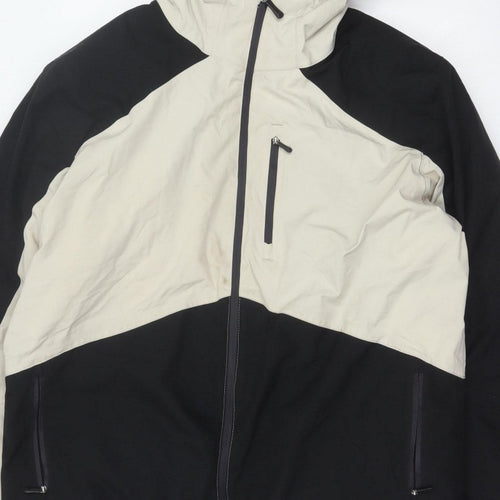 Crane Men’s Black Ivory XL Hooded Padded Ski Jacket Full Zip