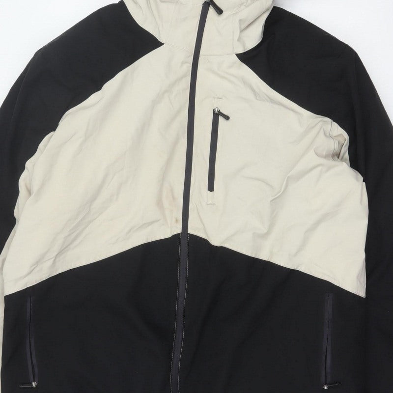 Crane Men’s Black Ivory XL Hooded Padded Ski Jacket Full Zip