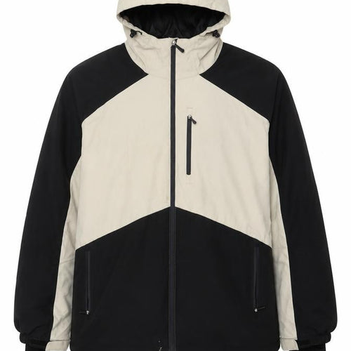 Crane Men’s Black Ivory XL Hooded Padded Ski Jacket Full Zip