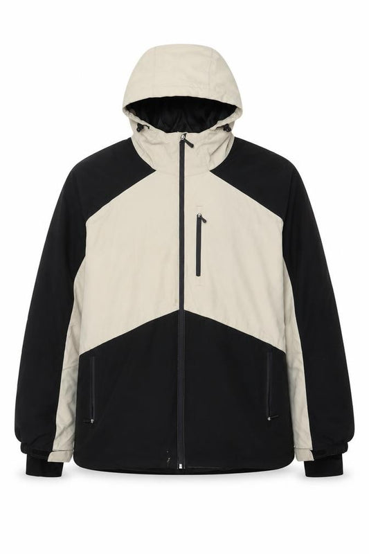 Crane Men’s Black Ivory XL Hooded Padded Ski Jacket Full Zip