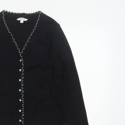 Marks and Spencer Women Black Size 18 Basic V-Neck Button-Up Knit Cardigan