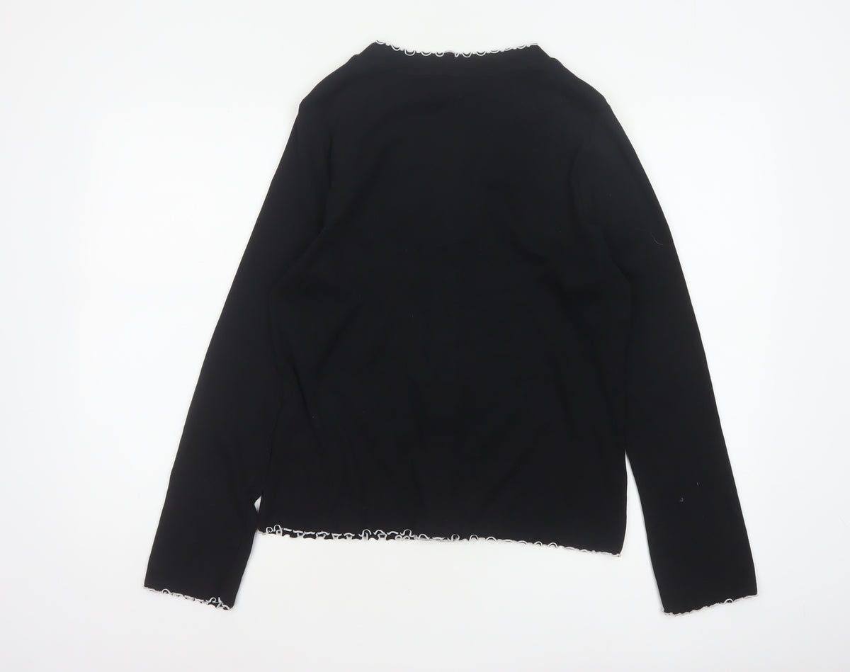 Marks and Spencer Women Black Size 18 Basic V-Neck Button-Up Knit Cardigan
