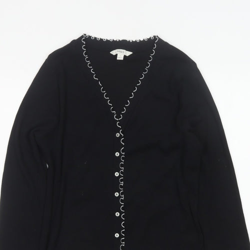 Marks and Spencer Women Black Size 18 Basic V-Neck Button-Up Knit Cardigan