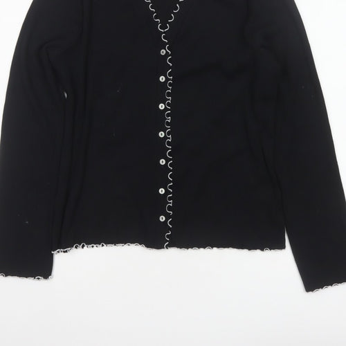 Marks and Spencer Women Black Size 18 Basic V-Neck Button-Up Knit Cardigan