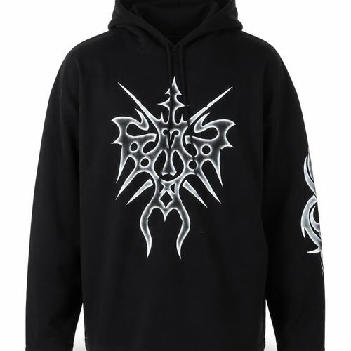 Made in Hell Men’s Black XL Pullover Hoodie Gothic Tribal Graphic Print