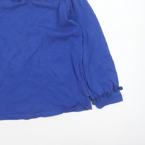Boden Women Blue UK 6 Pom Pom Balloon Sleeve Jersey Blouse