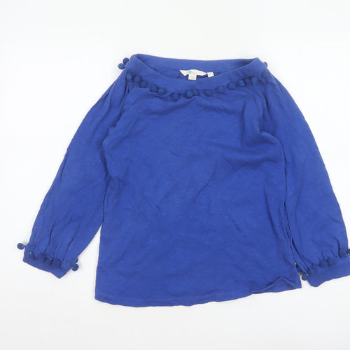 Boden Women Blue UK 6 Pom Pom Balloon Sleeve Jersey Blouse