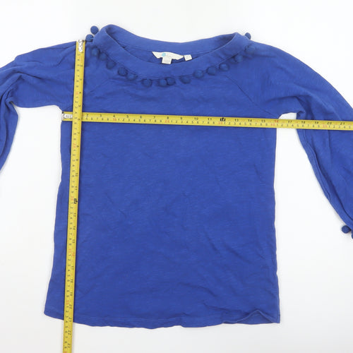 Boden Women Blue UK 6 Pom Pom Balloon Sleeve Jersey Blouse