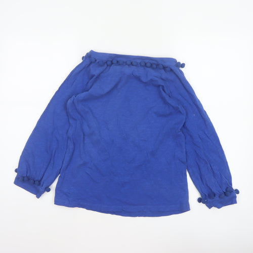 Boden Women Blue UK 6 Pom Pom Balloon Sleeve Jersey Blouse