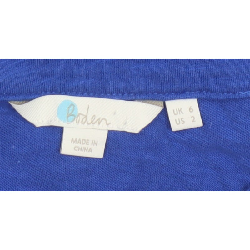 Boden Women Blue UK 6 Pom Pom Balloon Sleeve Jersey Blouse