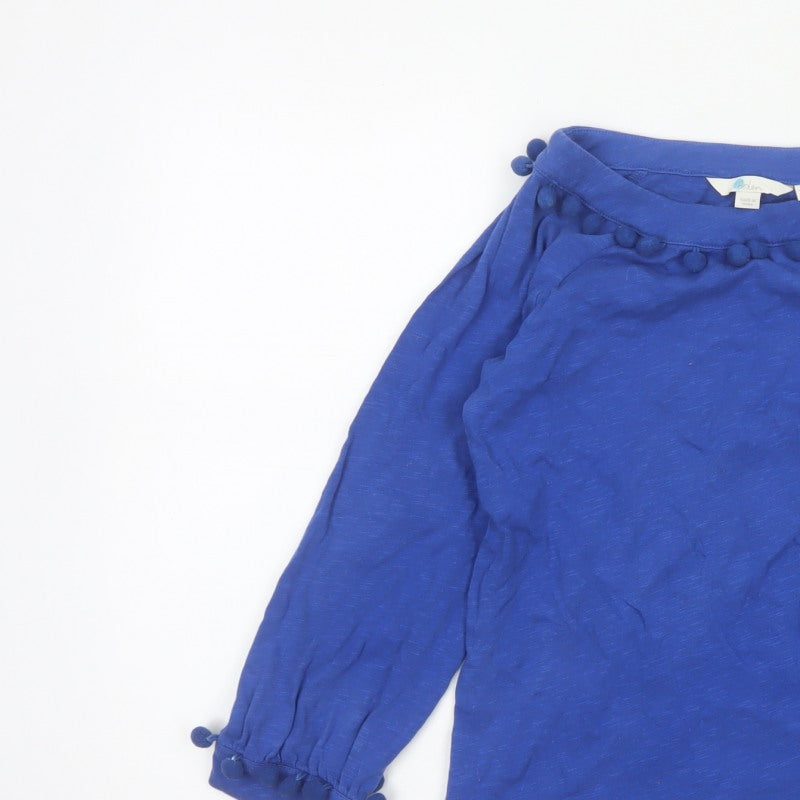 Boden Women Blue UK 6 Pom Pom Balloon Sleeve Jersey Blouse