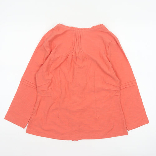 Adini Women Orange XS Cotton Ruffle Button-Up Long Sleeve Top