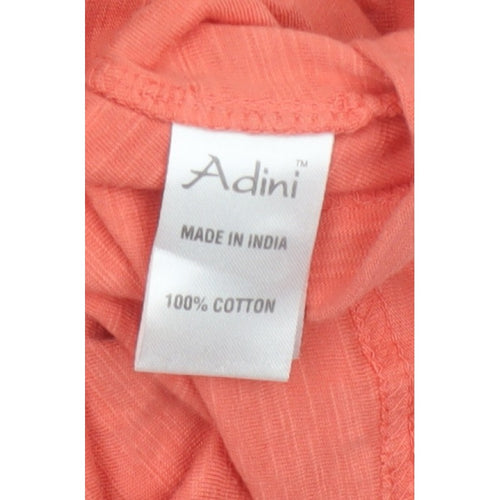 Adini Women Orange XS Cotton Ruffle Button-Up Long Sleeve Top