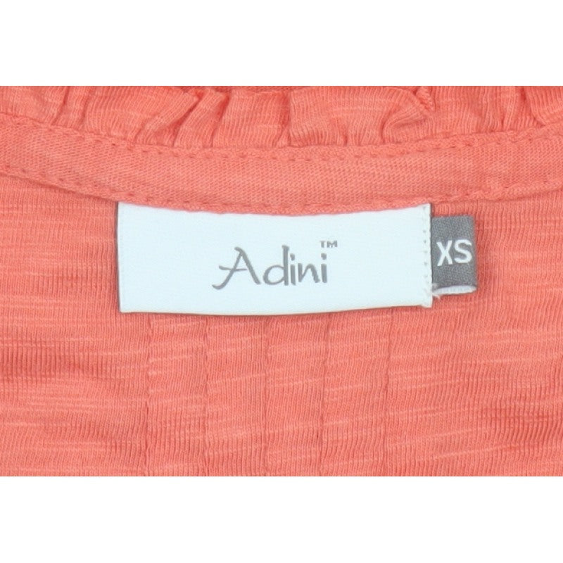 Adini Women Orange XS Cotton Ruffle Button-Up Long Sleeve Top