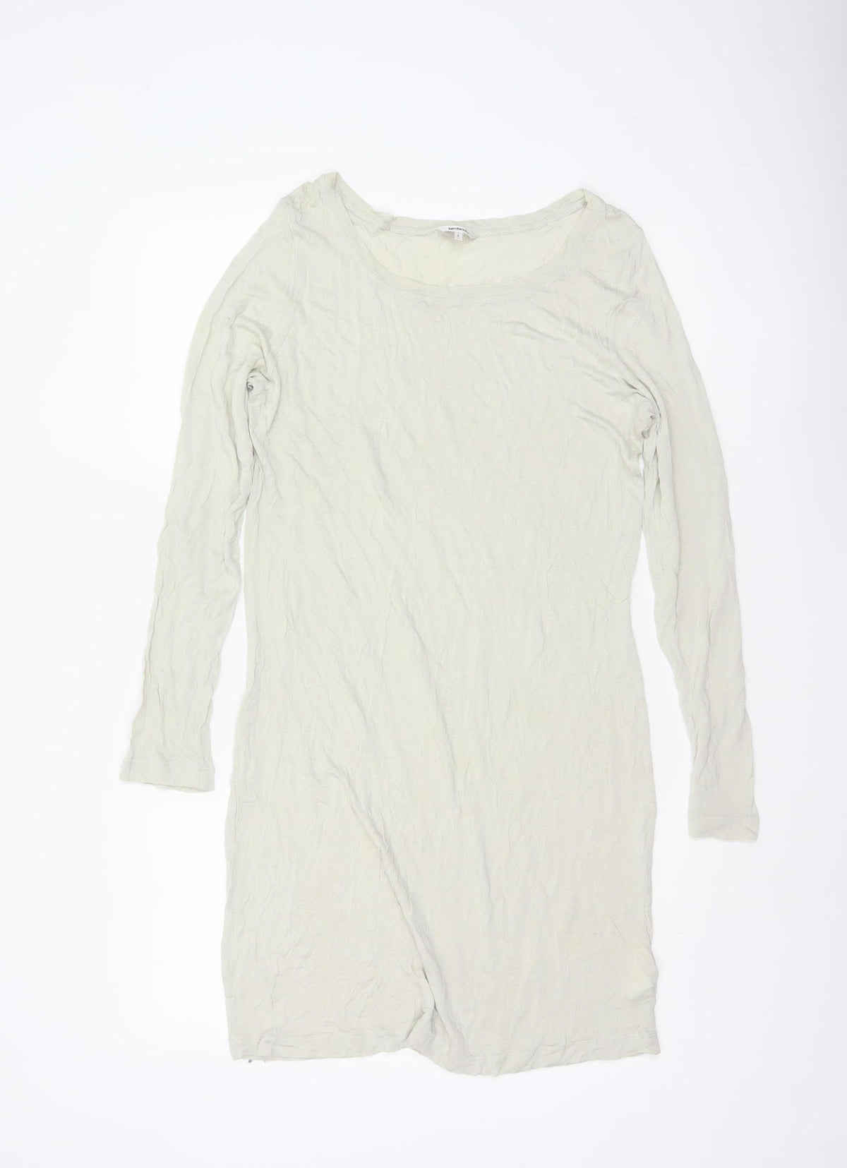 Sandwich Women Ivory L Knee Length Shift Jersey Long Sleeve Dress