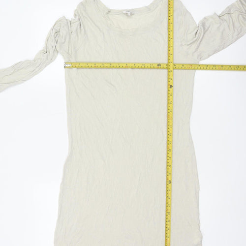 Sandwich Women Ivory L Knee Length Shift Jersey Long Sleeve Dress