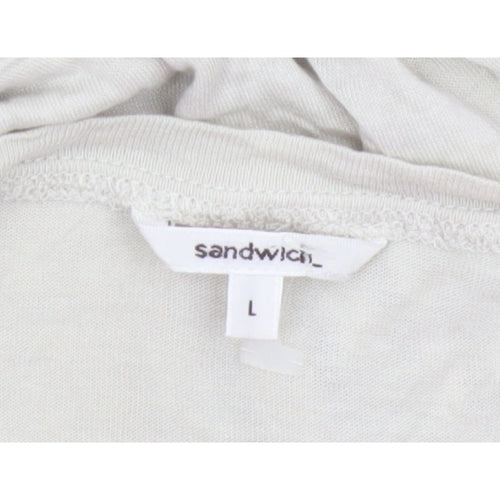 Sandwich Women Ivory L Knee Length Shift Jersey Long Sleeve Dress