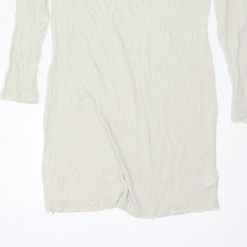 Sandwich Women Ivory L Knee Length Shift Jersey Long Sleeve Dress