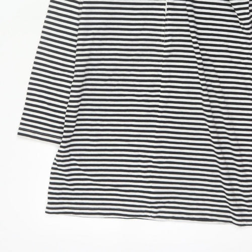Pop England Women's Black Stripe UK 4 Shift Dress Roll Neck Cotton