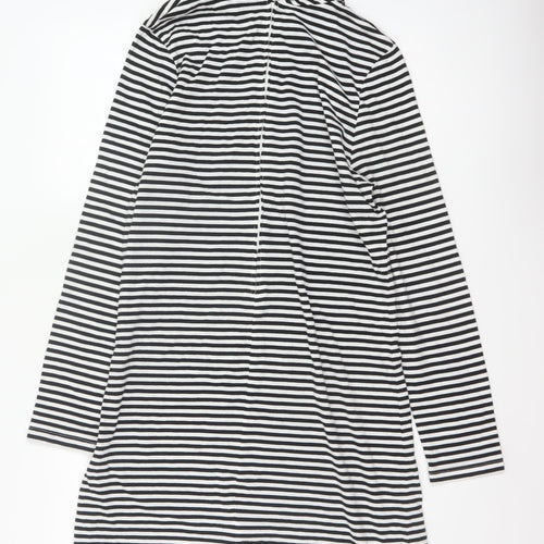 Pop England Women's Black Stripe UK 4 Shift Dress Roll Neck Cotton
