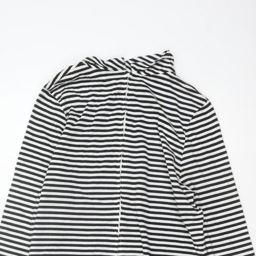 Pop England Women's Black Stripe UK 4 Shift Dress Roll Neck Cotton