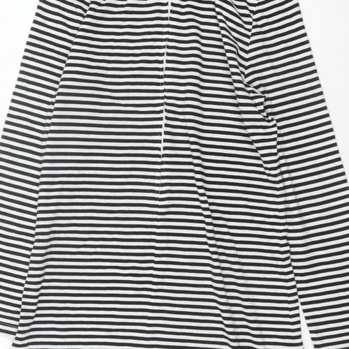Pop England Women's Black Stripe UK 4 Shift Dress Roll Neck Cotton
