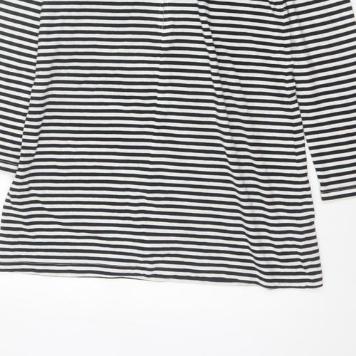 Pop England Women's Black Stripe UK 4 Shift Dress Roll Neck Cotton