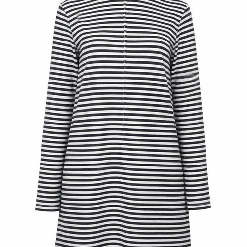 Pop England Women's Black Stripe UK 4 Shift Dress Roll Neck Cotton