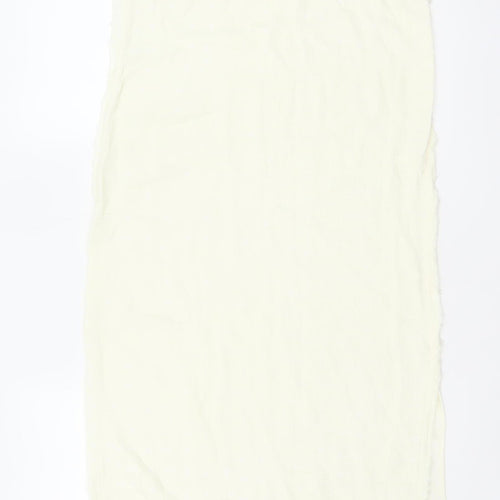 Zara Women Ivory XS Long Sheath Dress Sleeveless Frayed Trim