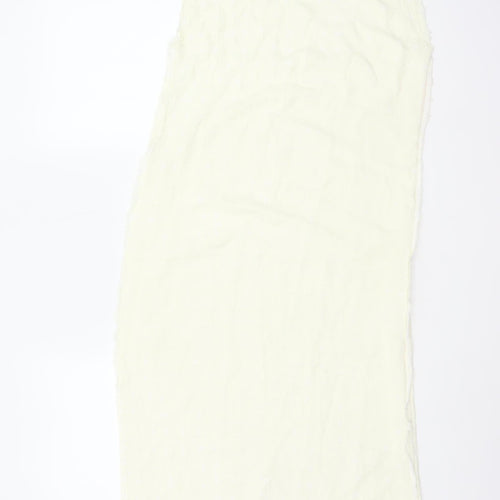 Zara Women Ivory XS Long Sheath Dress Sleeveless Frayed Trim