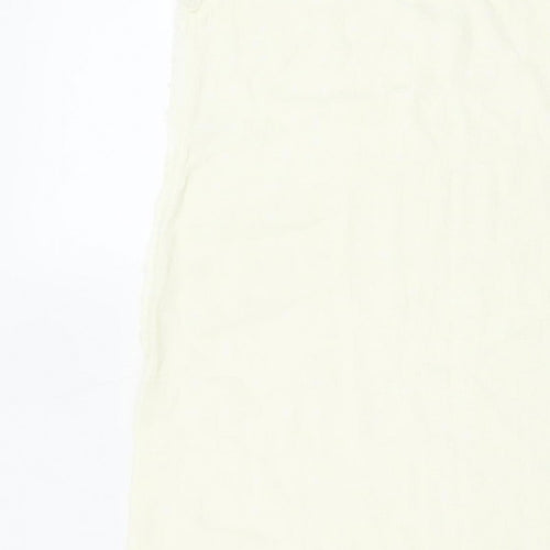 Zara Women Ivory XS Long Sheath Dress Sleeveless Frayed Trim