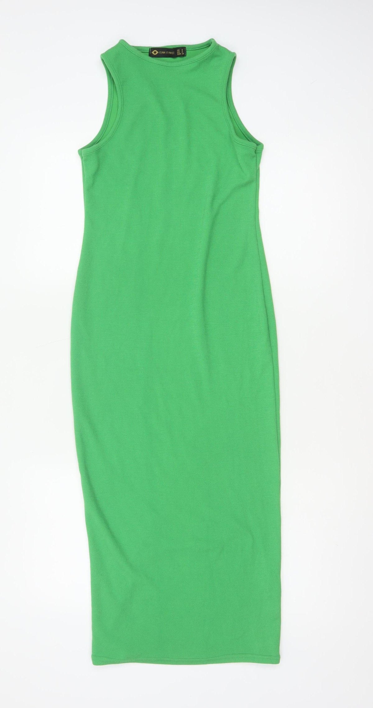 I Saw It First Women Green UK 6 Long Sleeveless Stretch Tank Dress
