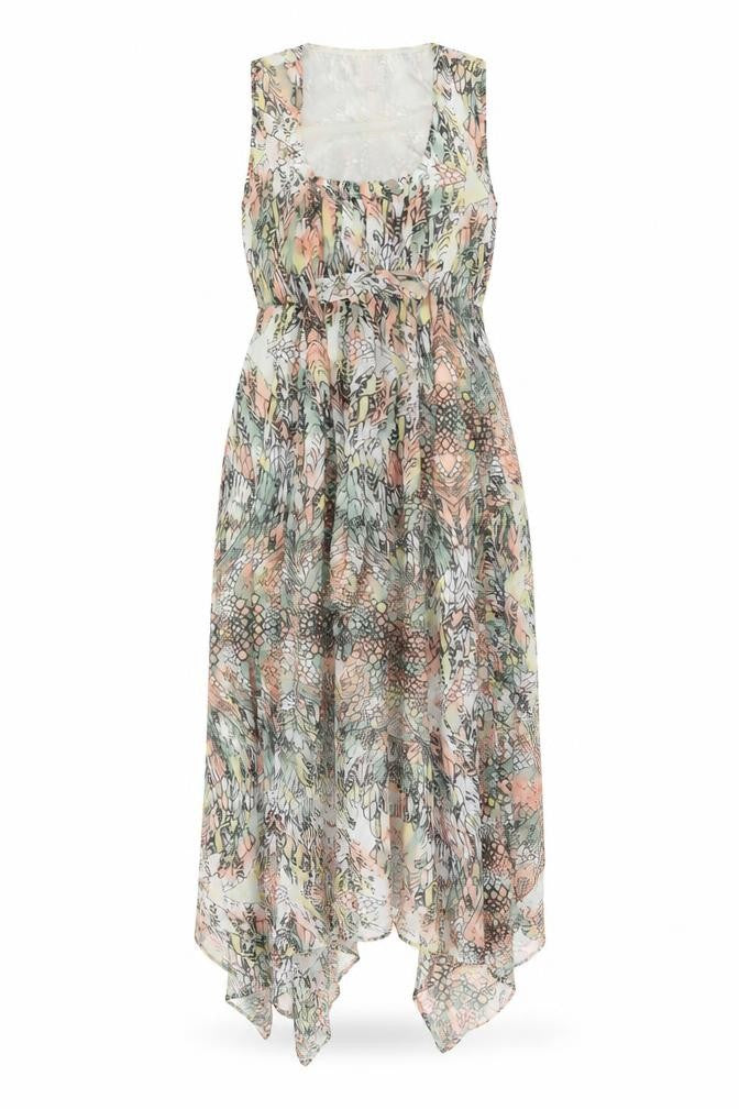 Firetrap Women Multicoloured XS Floral Chiffon Long Kaftan Dress
