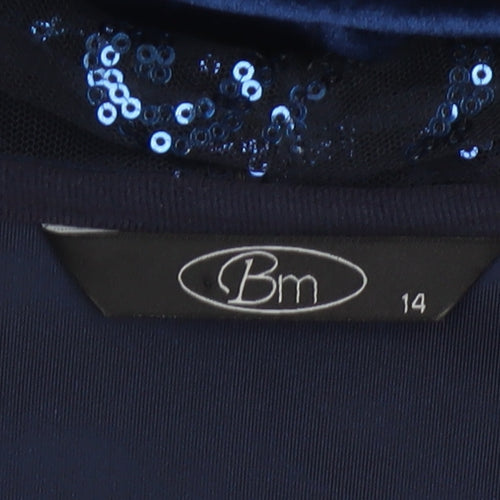 Bm Women’s Blue Size 14 Velvet Sequin Mesh Jacket Dress Formal