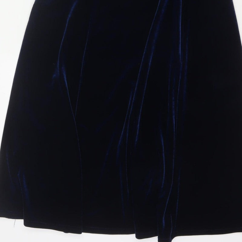 Bm Women’s Blue Size 14 Velvet Sequin Mesh Jacket Dress Formal