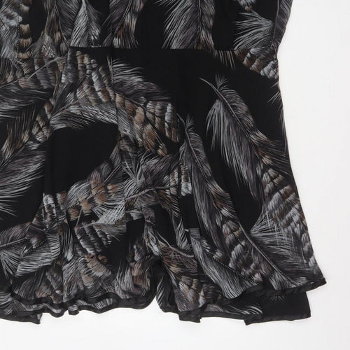 AX Paris Women Black Feather Print UK 12 Fit & Flare Knee Dress