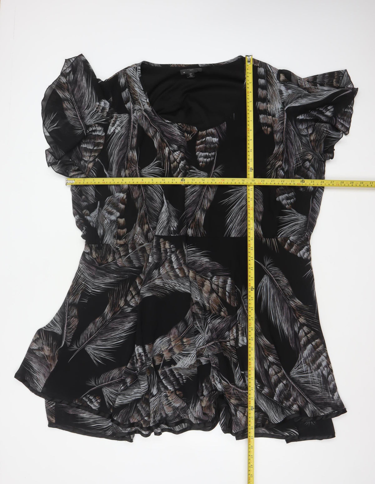 AX Paris Women Black Feather Print UK 12 Fit & Flare Knee Dress