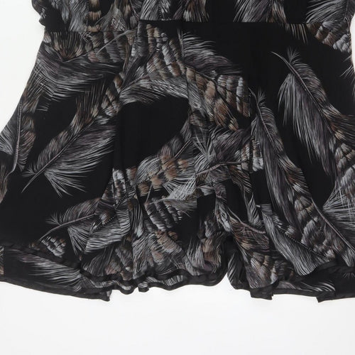 AX Paris Women Black Feather Print UK 12 Fit & Flare Knee Dress
