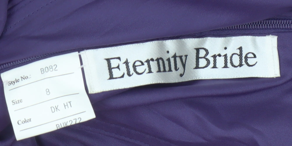 Eternity Bride Women’s Purple UK 8 Strapless A-Line Satin Party Dress