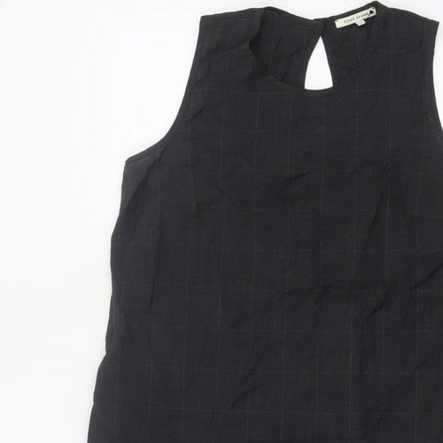River Island Women Black UK 12 Sleeveless Wool Check Tunic Blouse