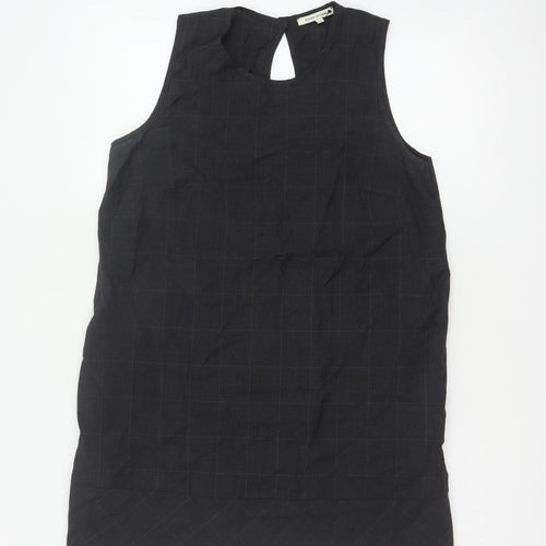 River Island Women Black UK 12 Sleeveless Wool Check Tunic Blouse