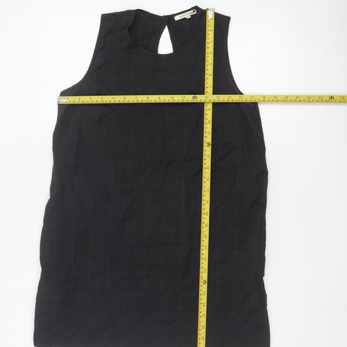 River Island Women Black UK 12 Sleeveless Wool Check Tunic Blouse