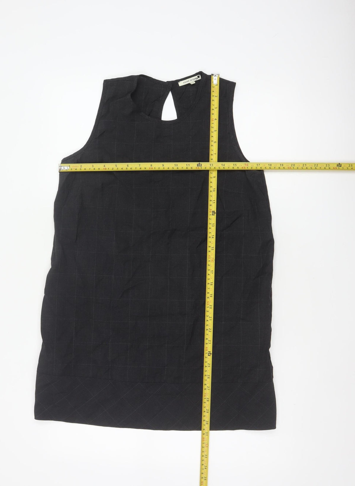 River Island Women Black UK 12 Sleeveless Wool Check Tunic Blouse